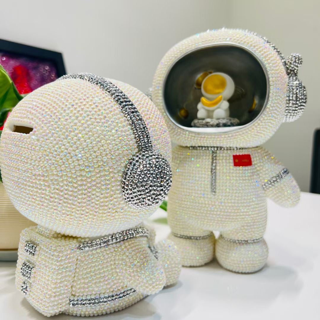 DIY Diomond Astronauts piggy bank with night lamp